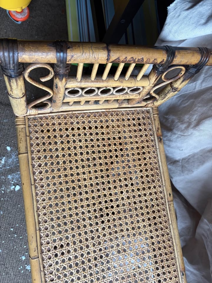 Vintage Bamboo Rattan Cane Bench - photo 3