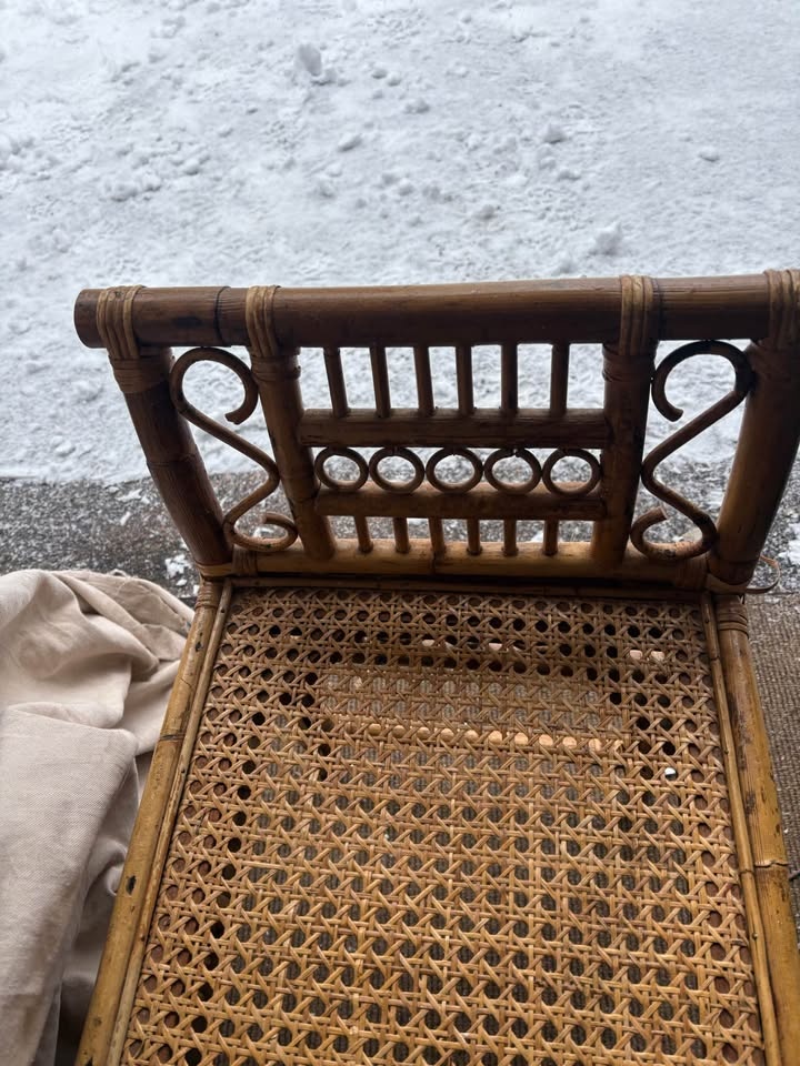 Vintage Bamboo Rattan Cane Bench - photo 4