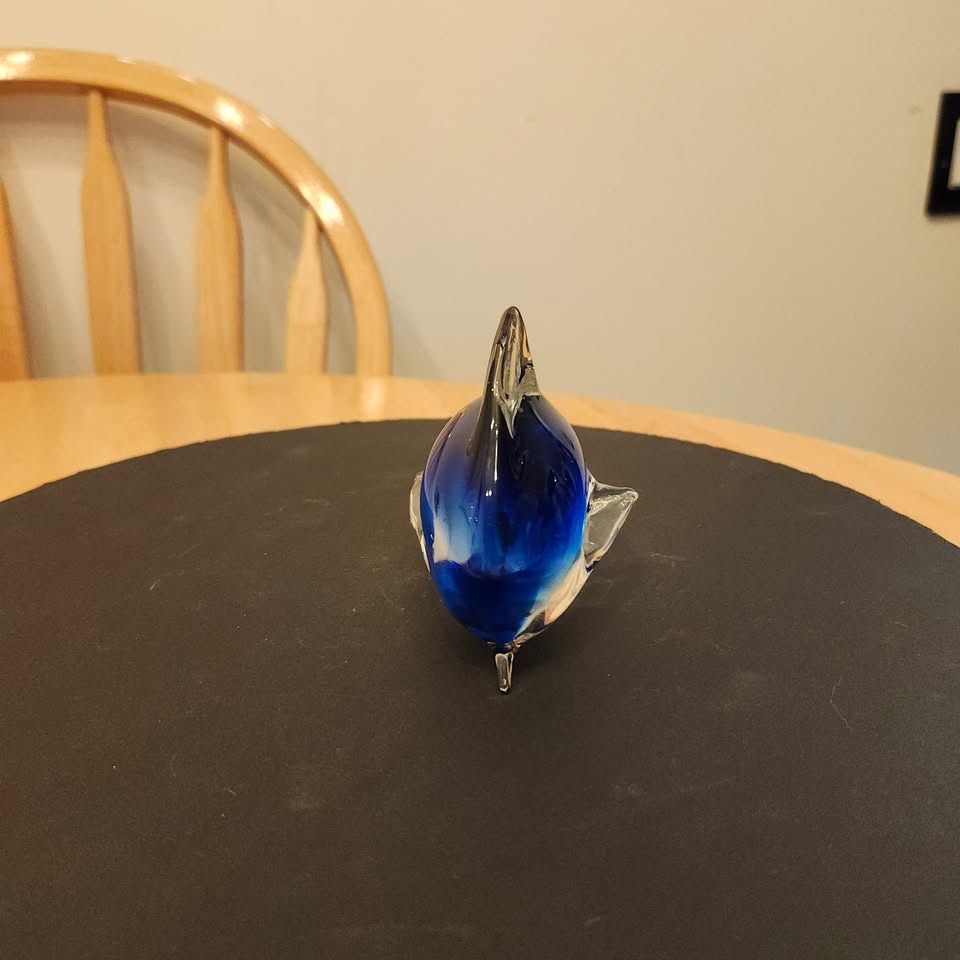 Rich Blue and Clear Glass Dolphin Figurine - photo 4