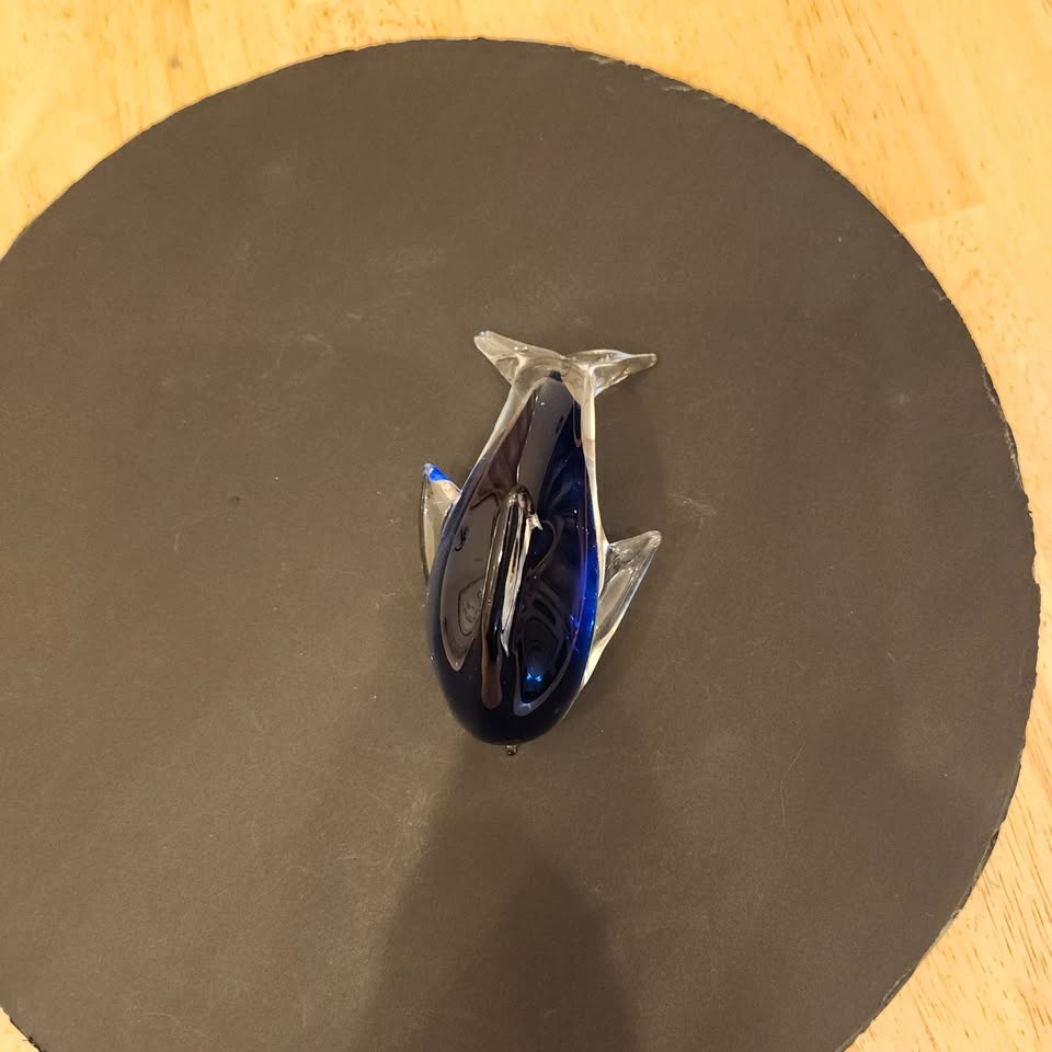 Rich Blue and Clear Glass Dolphin Figurine - photo 5