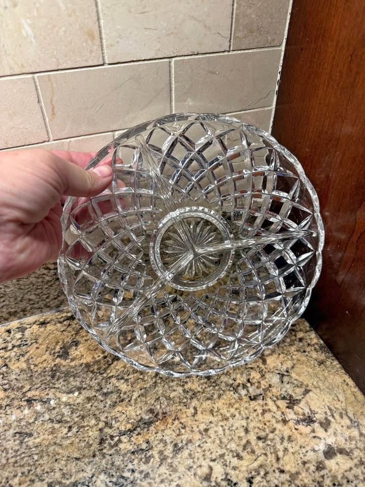 Crystal Three Part Relish Tray