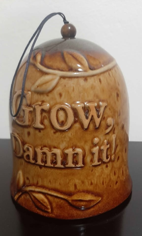 Grow Damnit Embossed Ceramic Bell Wind Chime - photo 2