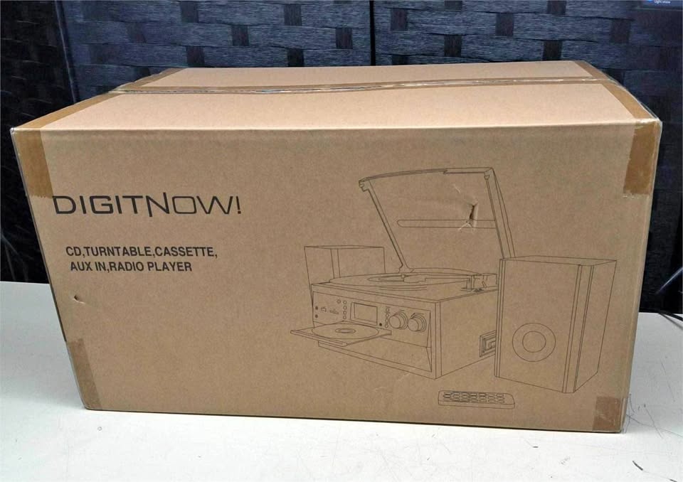 DIGITNOW Bluetooth Record Player Turntable w/ CD, Cassette, Radi