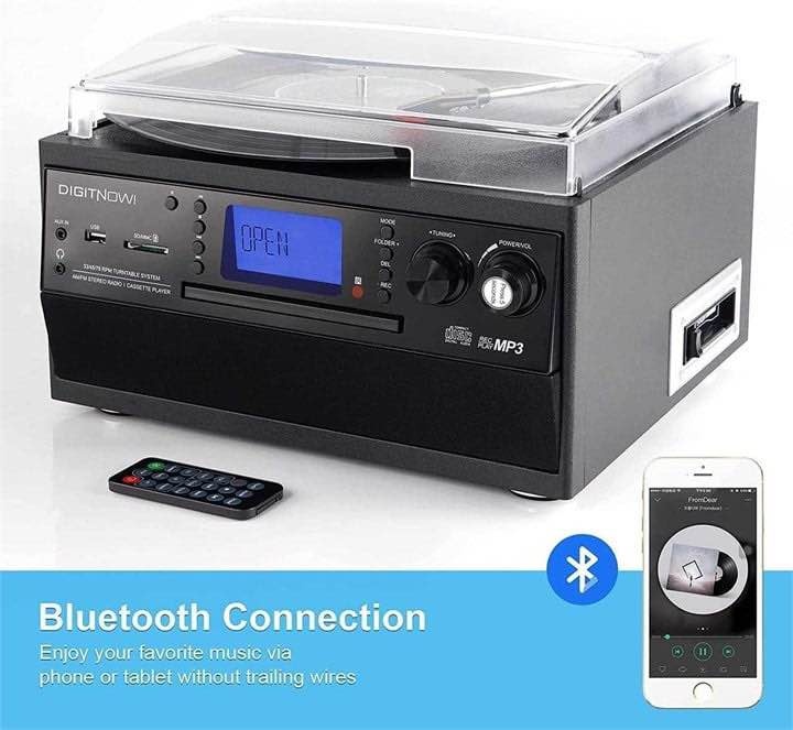 DIGITNOW Bluetooth Record Player Turntable w/ CD, Cassette, Radi - photo 3