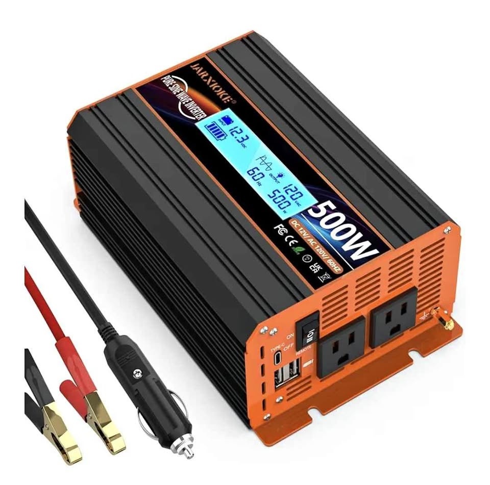 500W Pure Sine Wave Power Inverter DC 12V to AC 110/120V