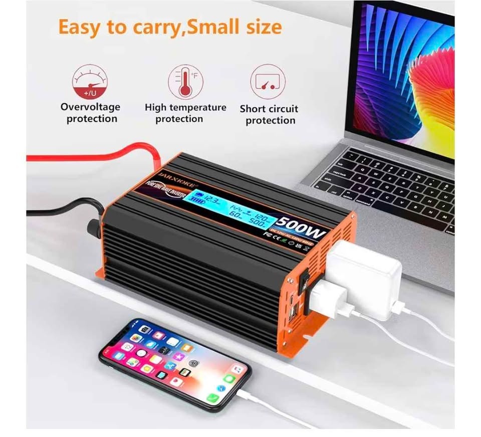 500W Pure Sine Wave Power Inverter DC 12V to AC 110/120V - photo 4