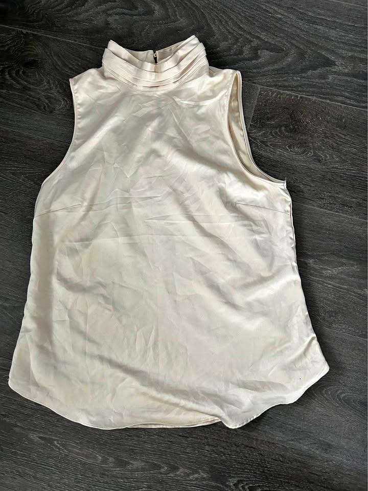 Cream Sleeveless Mock Neck Top