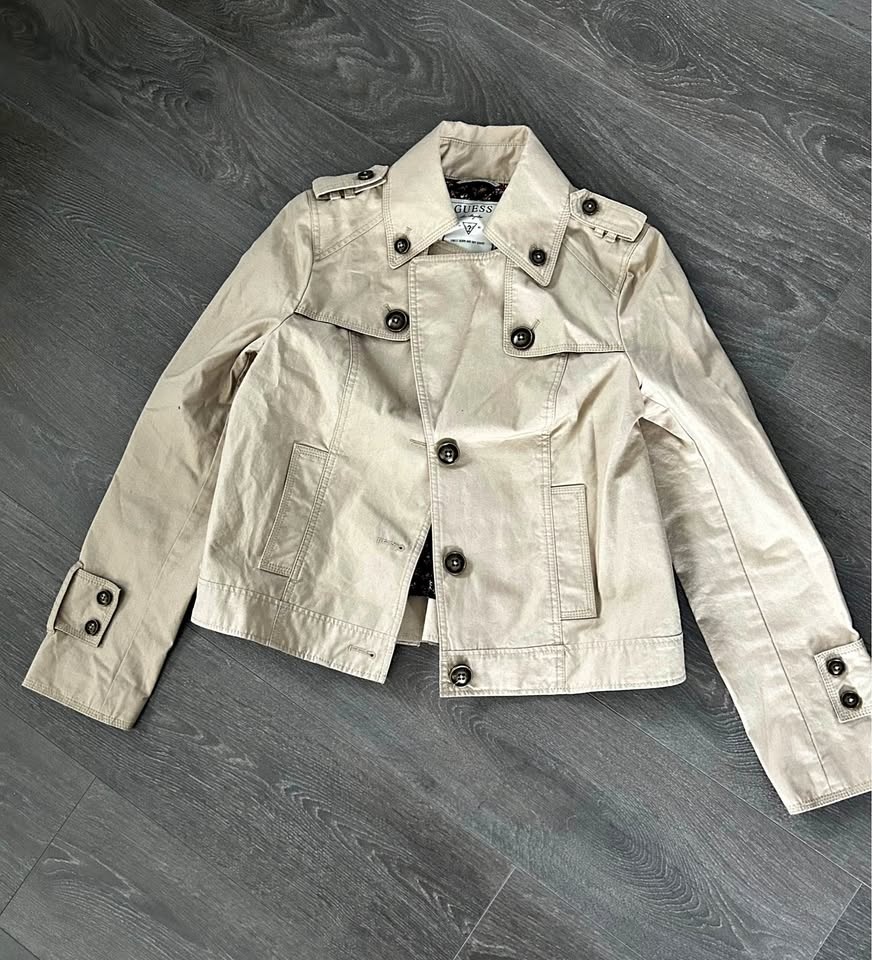 GUESS Beige Double Breasted Cargo Jacket