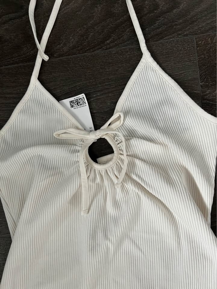 Cream Ribbed Halter Neck Mini Dress M BRAND NEW WITH TAG - photo 3