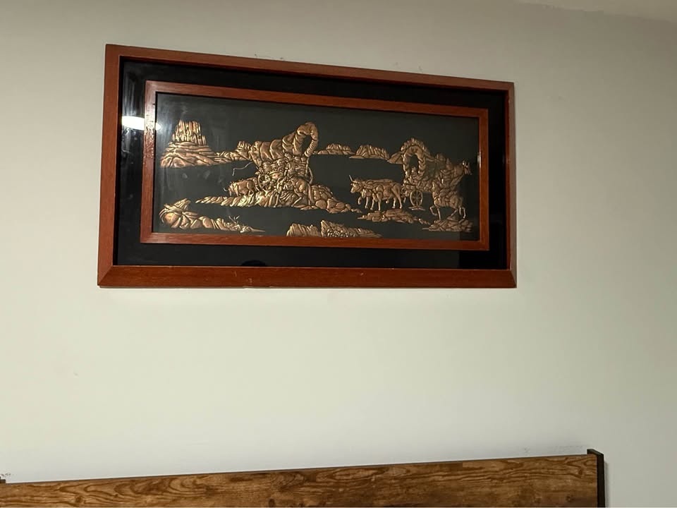 Stunning Vintage 3D Copper Relief – Western Wagon Trail - photo 2