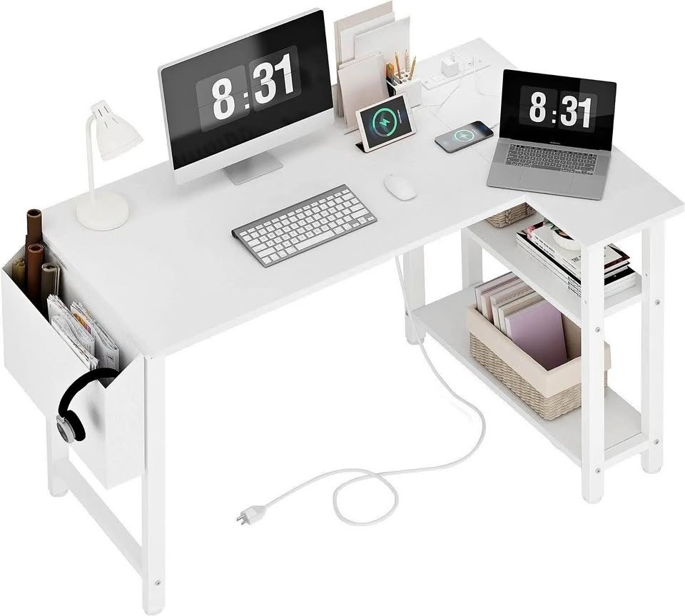 Lufeiya White L Shaped Computer Desk