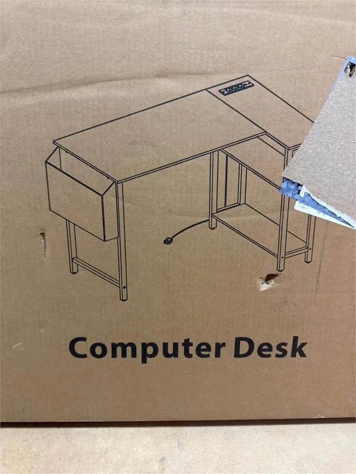 Lufeiya White L Shaped Computer Desk - photo 5