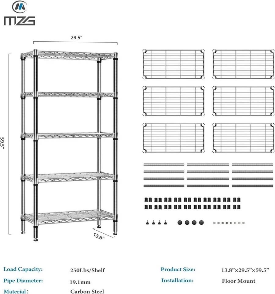 MZG 1250 lb Storage Shelves, 5-Shelf - photo 3