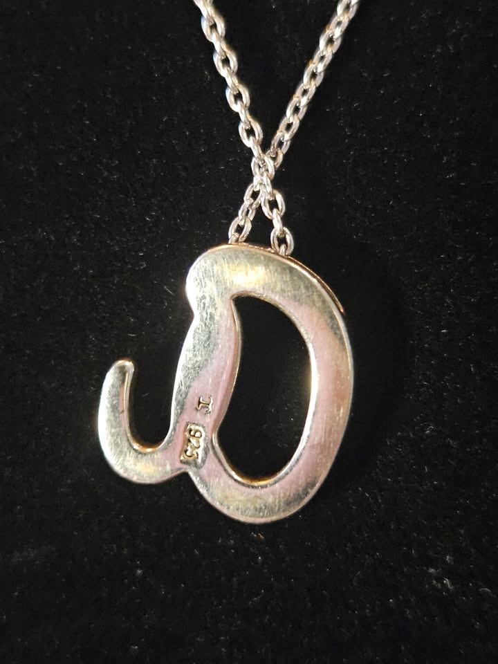 Sterling Silver 'a' Initial Necklace w Diamond Accent - photo 4