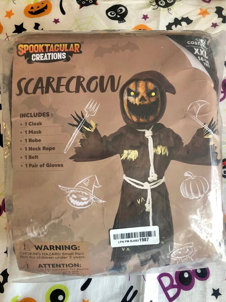 Scary Scarecrow Pumpkin Head Costume