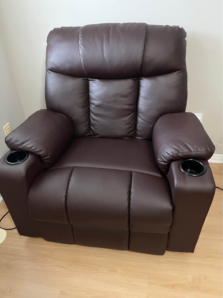 Electric Leather Sofa Recliner with Massage - photo 2