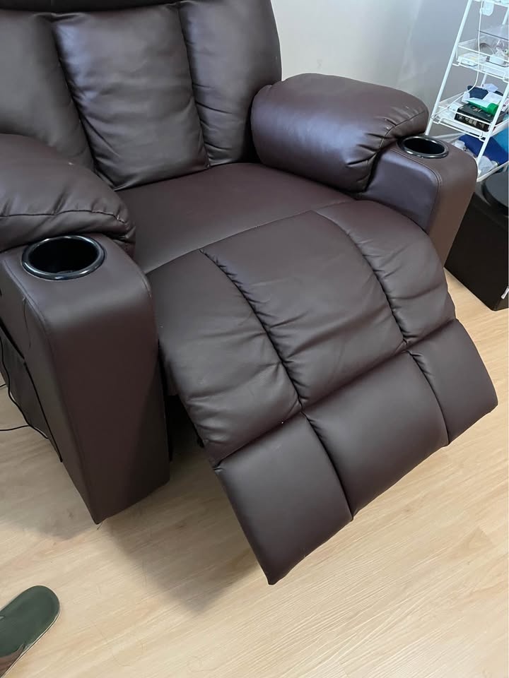 Electric Leather Sofa Recliner with Massage - photo 5