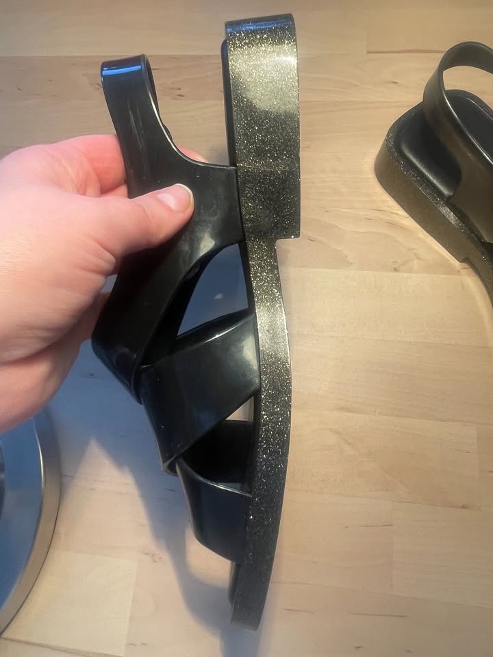 Melissa Melrose PVC Slingback Sandals - Black Glitter Sole - US - photo 4