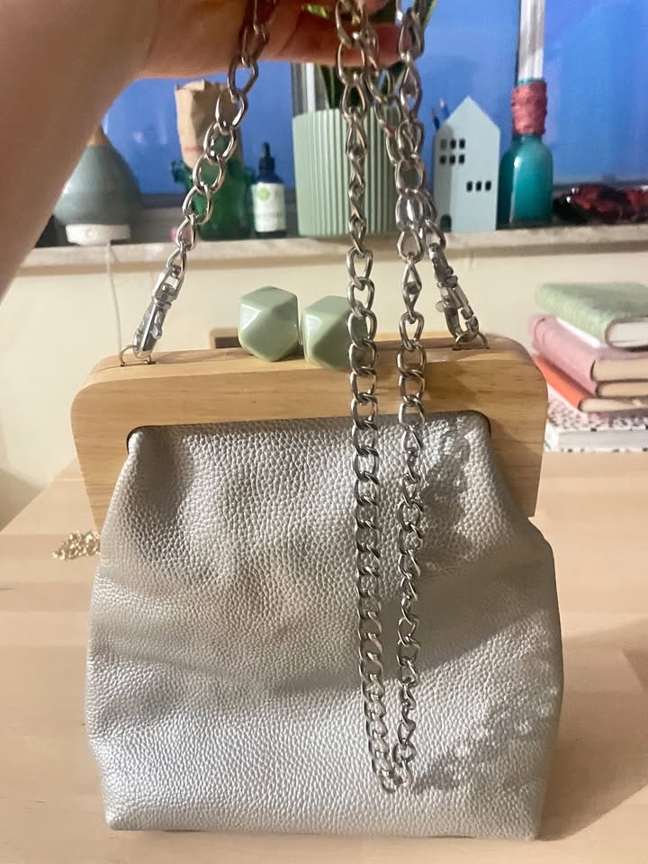 Silver Crossbody / Clutch Bag with Chain Strap