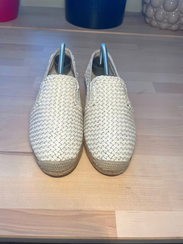 Michael Kors Toni Woven Leather Espadrille Flat, White, US 8