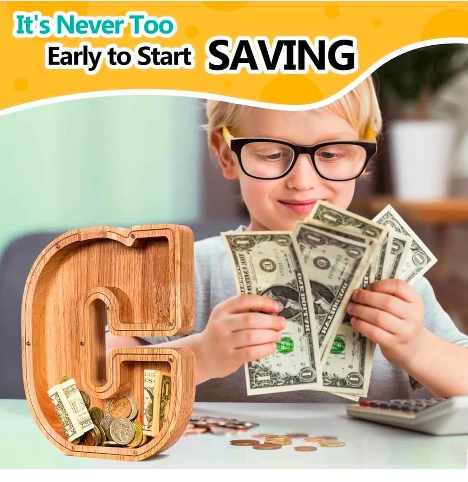 Wooden Letter "C" Piggy Bank - Kids Money Saving Bank - photo 4