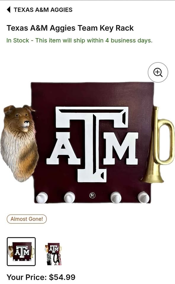 Texas A&M Aggies Key Rack Wall Holder