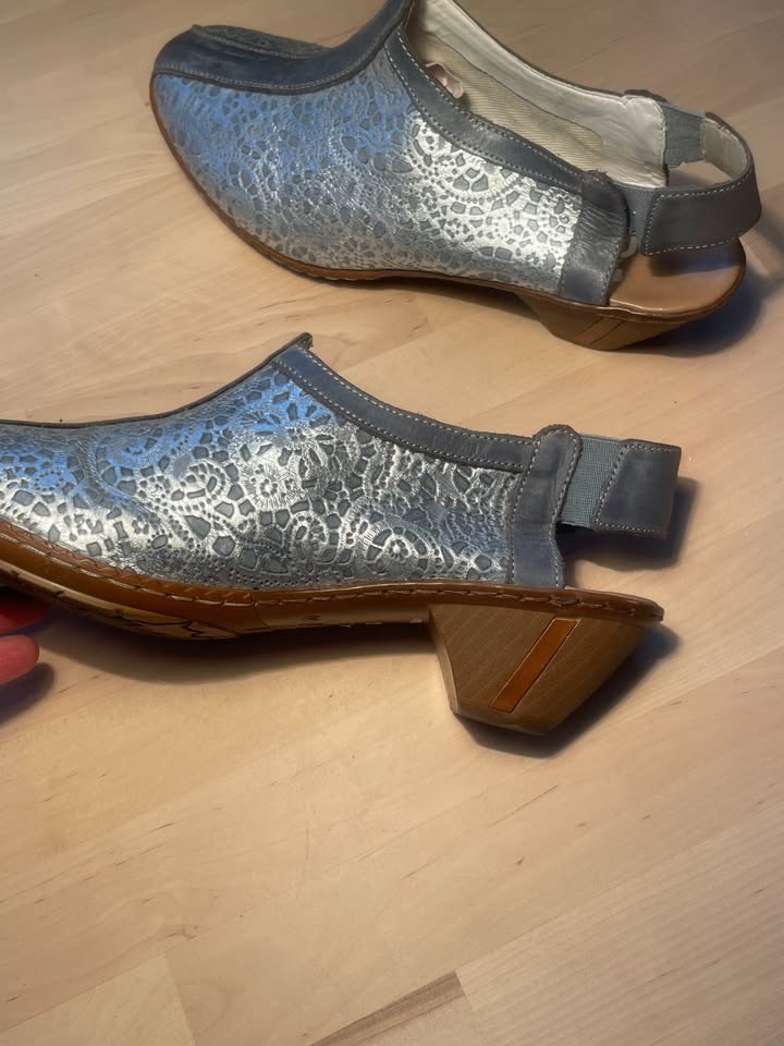 Rieker Slingback Shoes Blue/Silver Leather EU 40 US 39 - photo 2