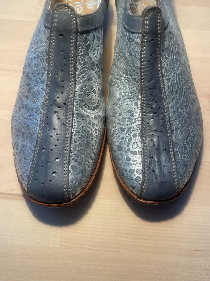 Rieker Slingback Shoes Blue/Silver Leather EU 40 US 39 - photo 4