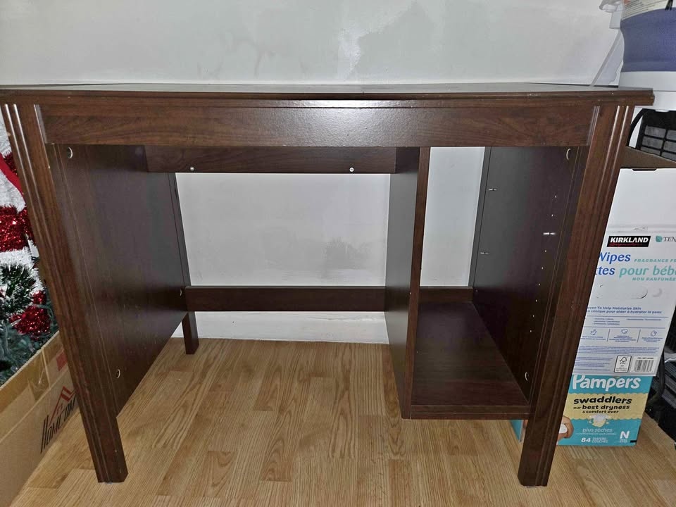 Dark Brown Wood Computer Desk