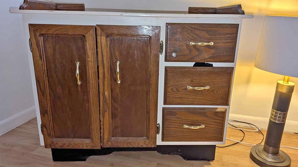 Wood cabinet w drawers n doors