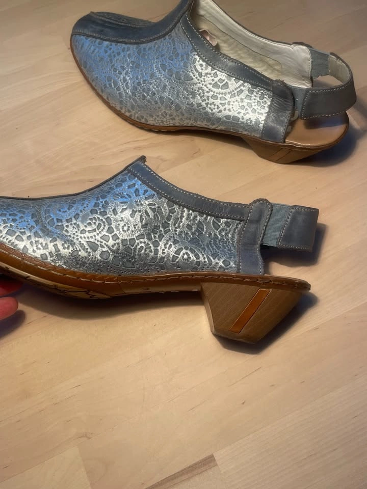 Rieker Slingback Shoes Blue/Silver Leather EU 40 US 39 - photo 2