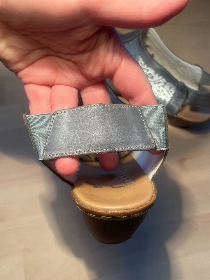 Rieker Slingback Shoes Blue/Silver Leather EU 40 US 39 - photo 3