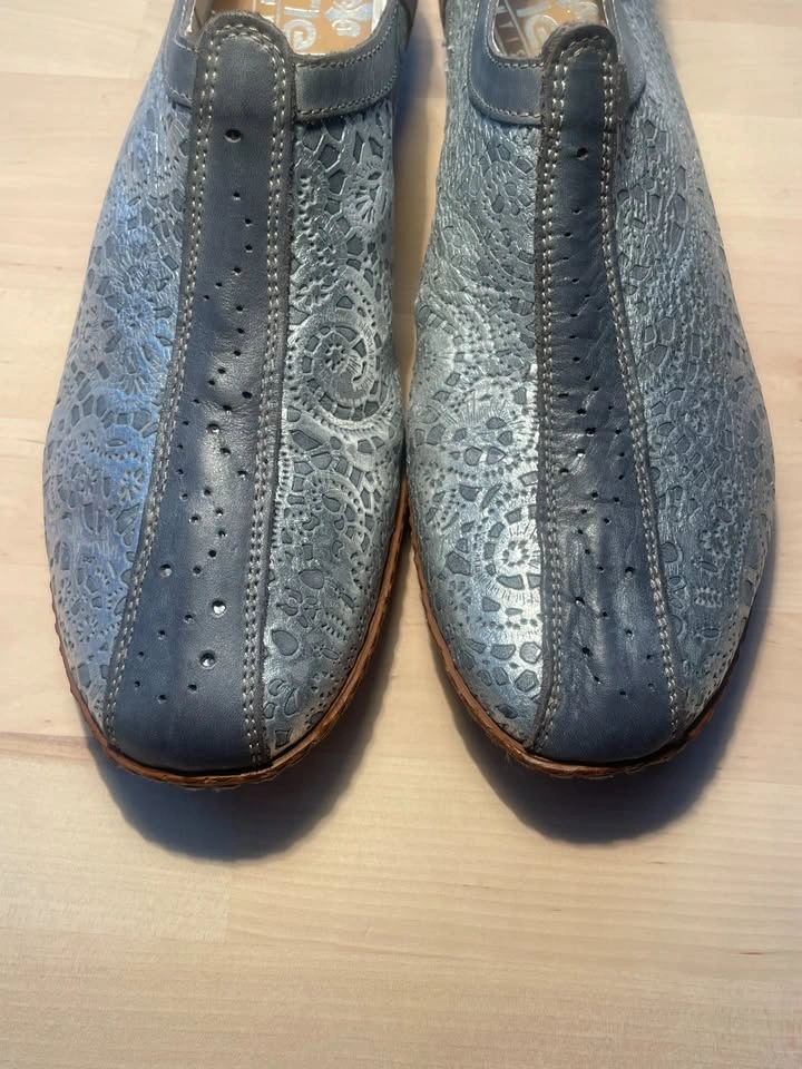 Rieker Slingback Shoes Blue/Silver Leather EU 40 US 39 - photo 4