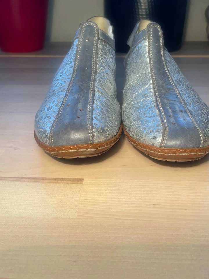 Rieker Slingback Shoes Blue/Silver Leather EU 40 US 39 - photo 5