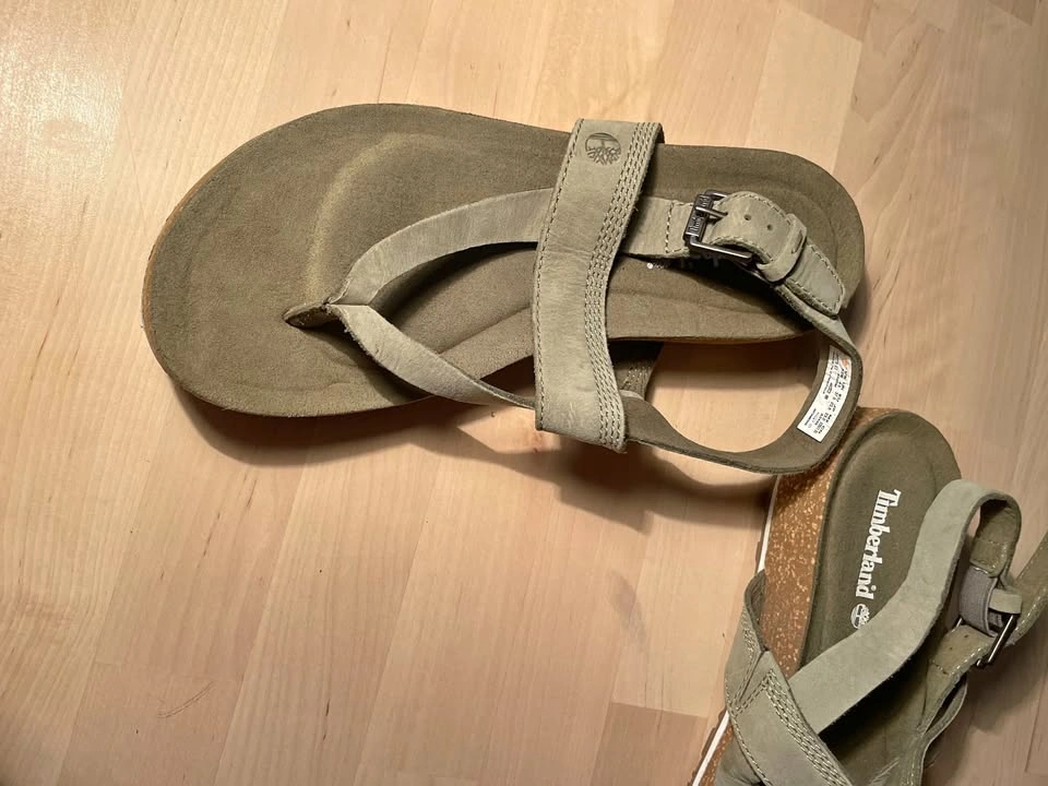 Timberland Thong Ankle-Strap Sandals - Green/Olive Nubuck - US 6