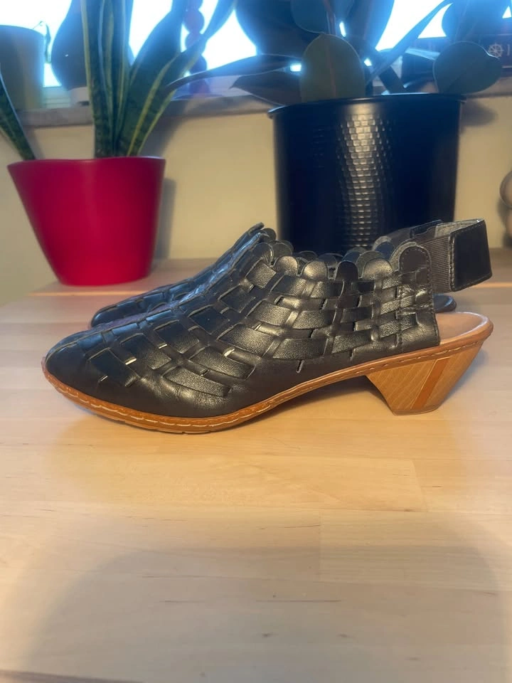 Rieker Sina slingback shoes black leather EU 40 US 39 - photo 2