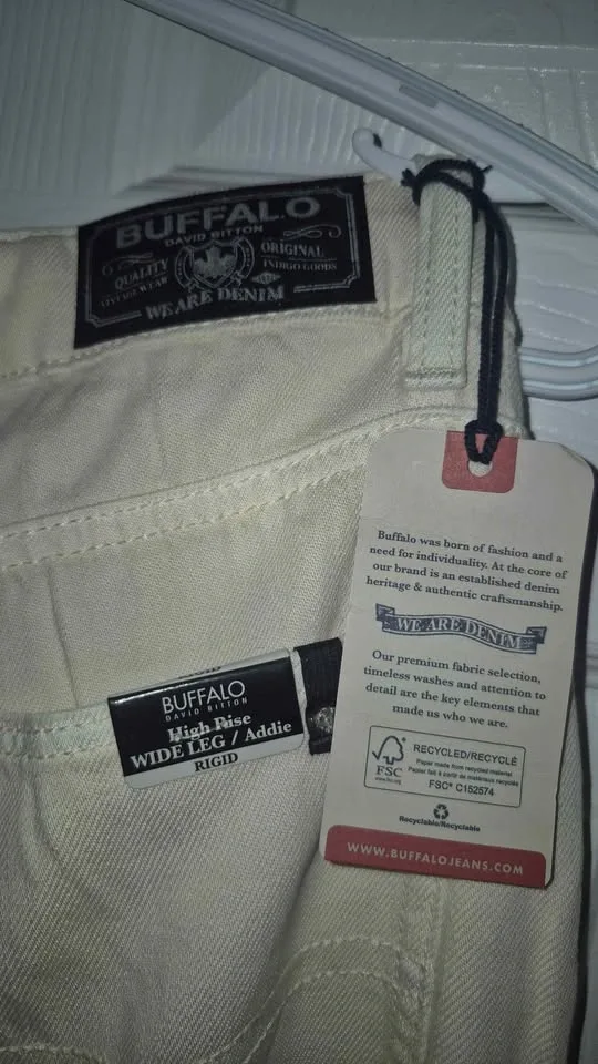 Buffalo David Bitton High Rise Wide Leg Jeans Size 30 Cream - photo 3