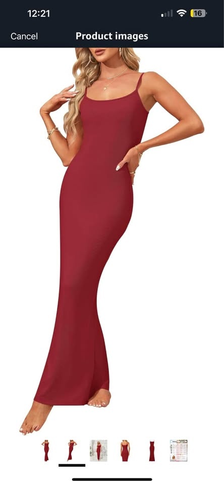 HTZMO Women's Elegant Summer Bodycon Maxi Dress - Red XS