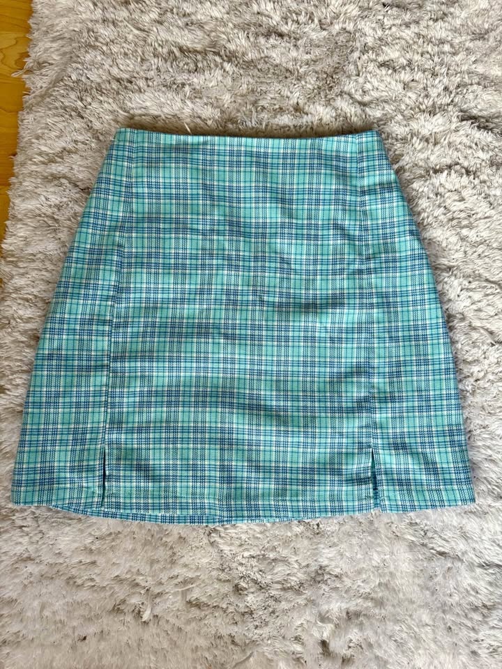 Brandy Melville Blue Plaid Mini Skirt