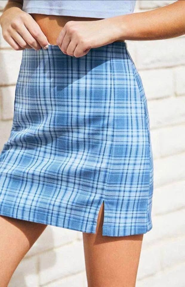 Brandy Melville Blue Plaid Mini Skirt - photo 2