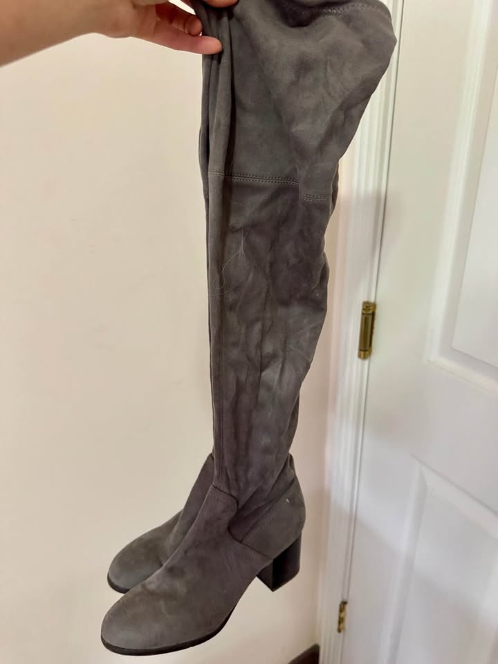 Brown & Gray Long Boots with Chunky Heels - photo 2