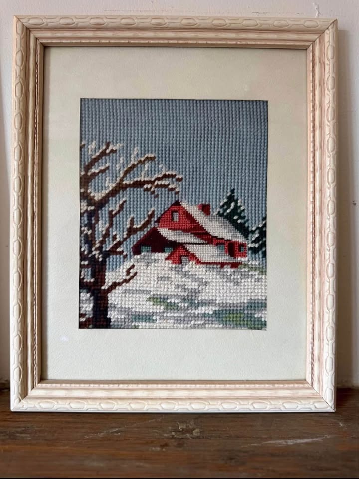 Vintage Four Seasons Framed Needlepoint Set - photo 2