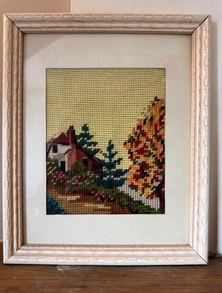 Vintage Four Seasons Framed Needlepoint Set - photo 3