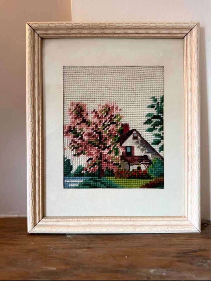Vintage Four Seasons Framed Needlepoint Set - photo 4