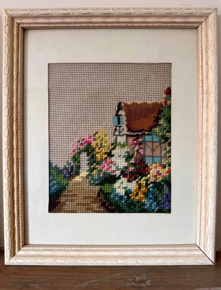 Vintage Four Seasons Framed Needlepoint Set - photo 5