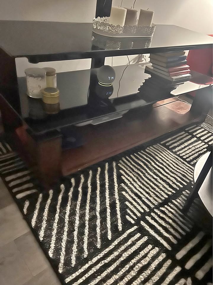 TV Stand for Sale – Modern Black Glass & Wood Design