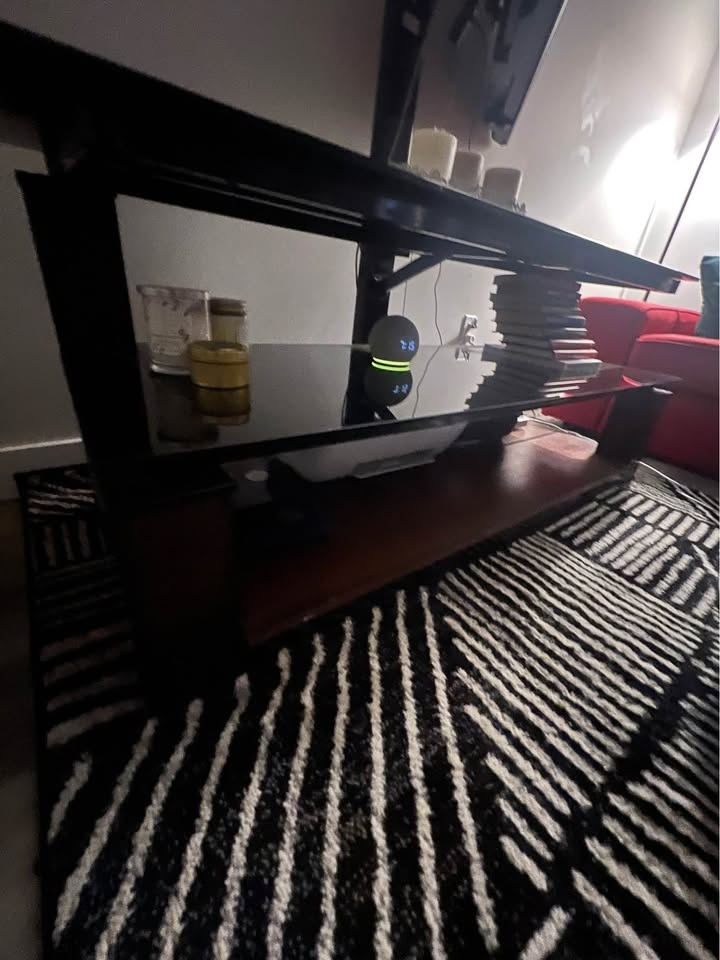 TV Stand for Sale – Modern Black Glass & Wood Design - photo 4