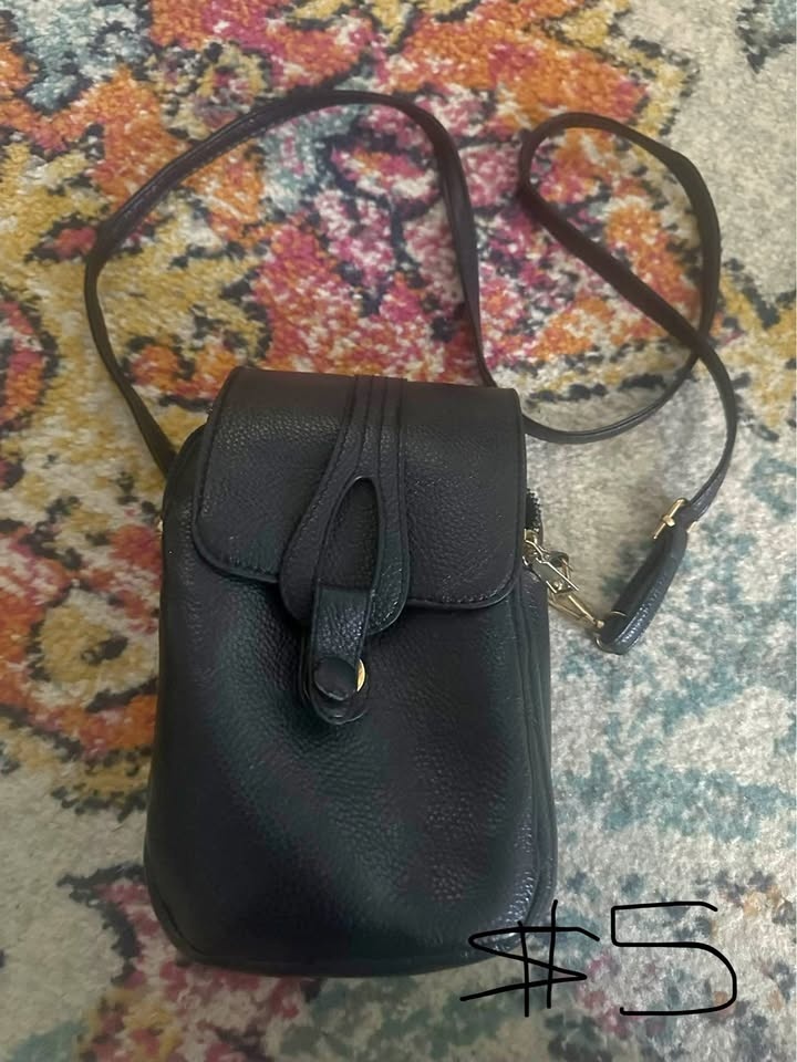 Black Textured Crossbody Bag