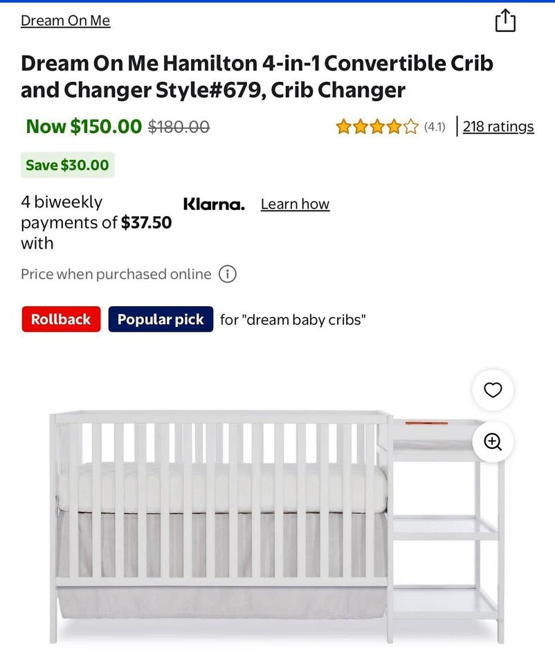 Dream On Me Hamilton 4-in-1 Crib Changer