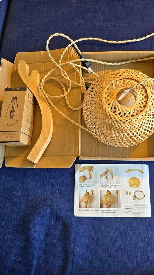 Bamboo Lantern Plug-in Wall Sconce